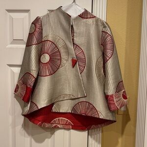 Elegant Red and Gray Women's Top